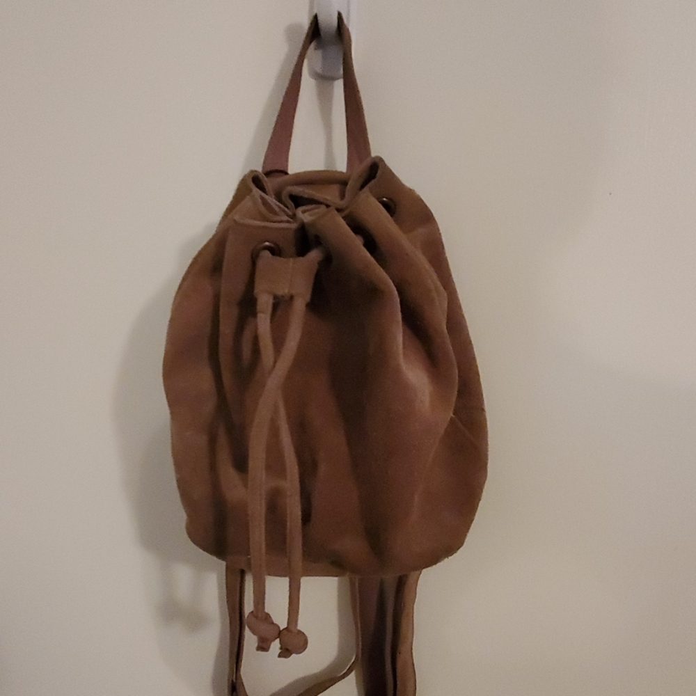 Suede drawstring backpack/purse